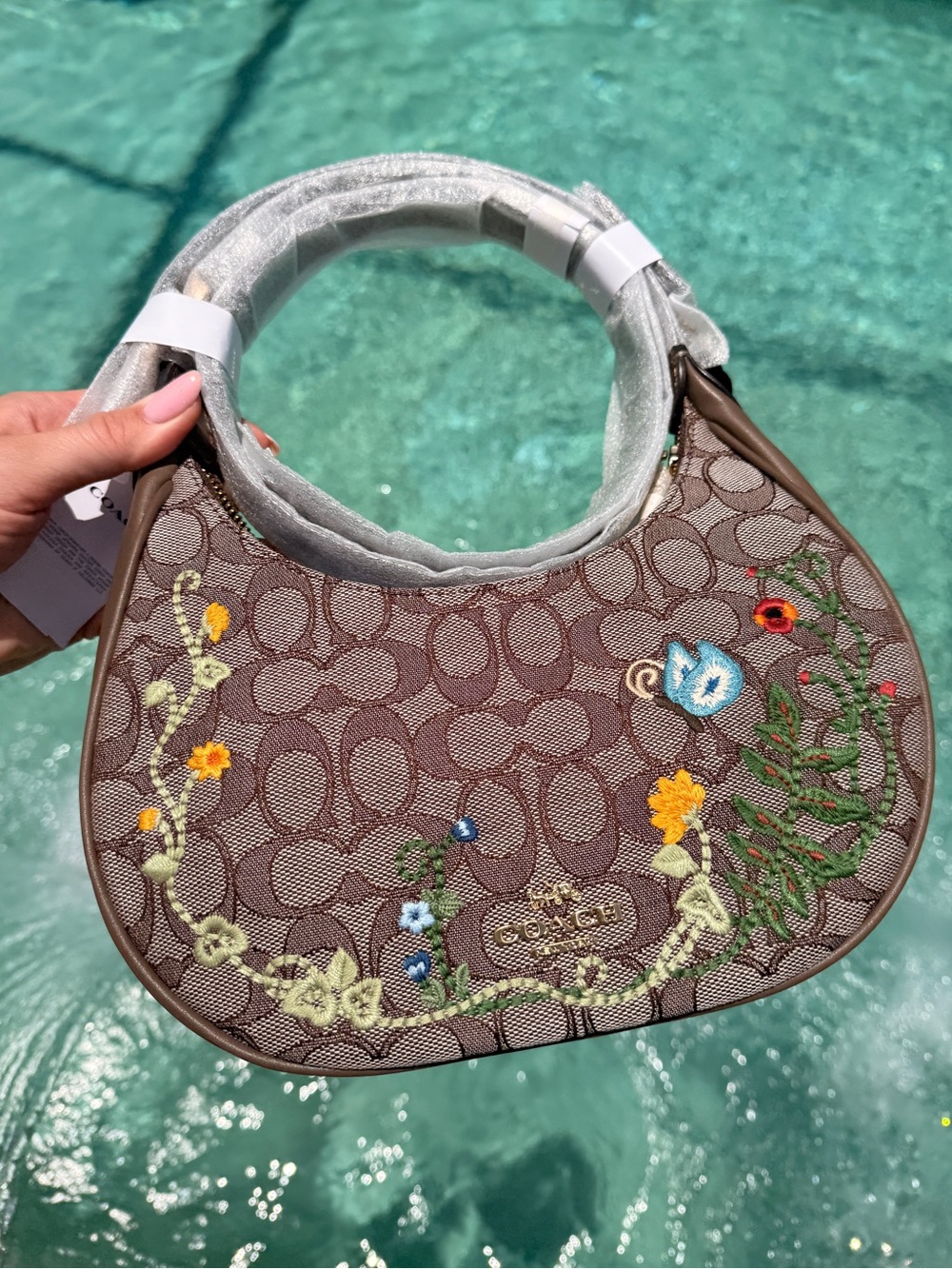 Coach Emily Shoulder Bag In Signature Jacquard With Floral Embroidery